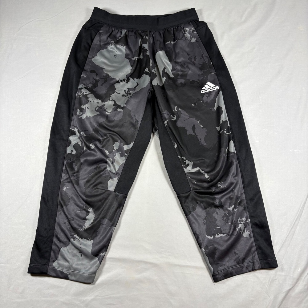 Adidas Aeroready Mens Camo Athletic Pants Black Grey Tapered Joggers Medium